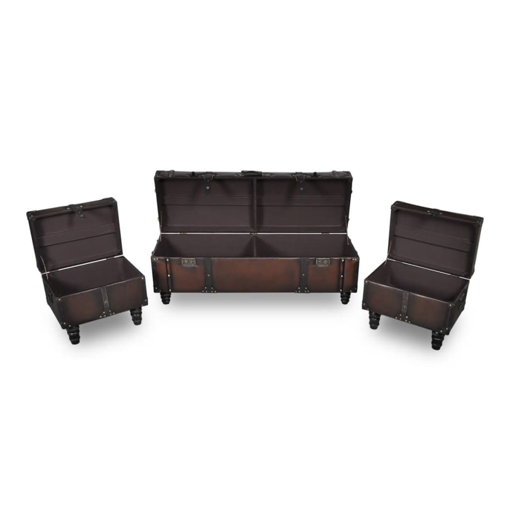 Cassapanca Set 3 pz Marrone