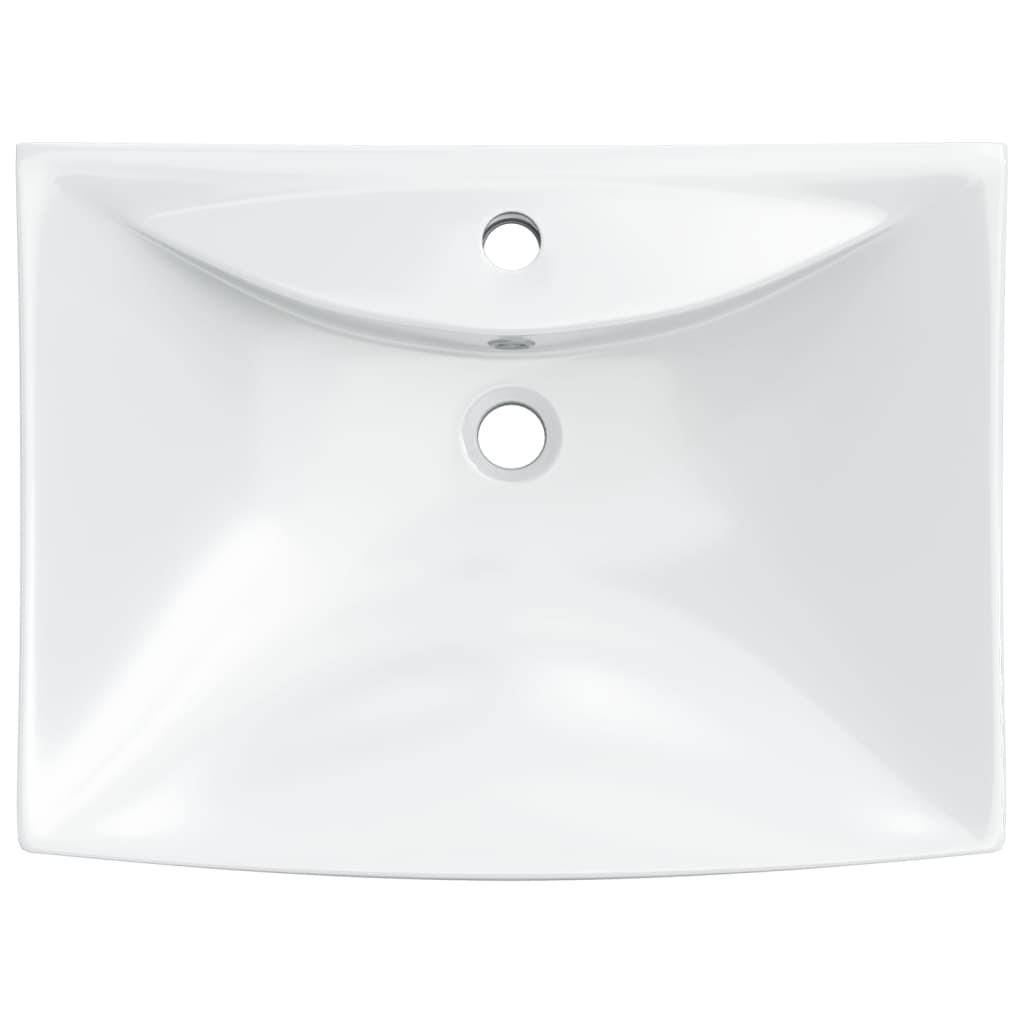 Lavabo Ceramica Lusso Rettangolare Foro di Trabocco e Foro Rubinetto