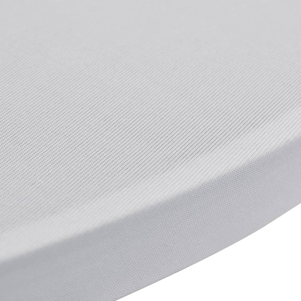 Copritavolo ?80 cm Bianco Tessuto elasticizzato 2 pezzi
