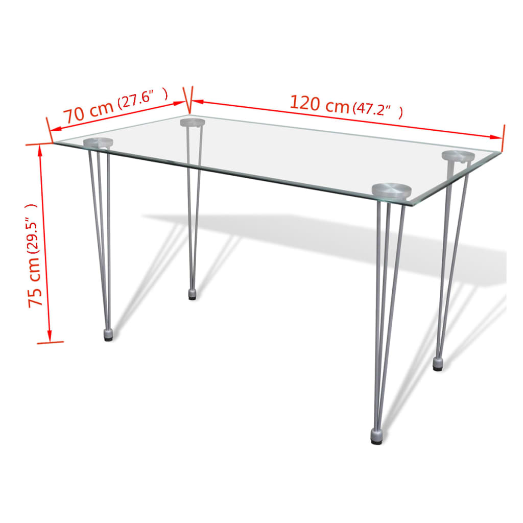Tavolo da Pranzo con Piano in Vetro Trasparente