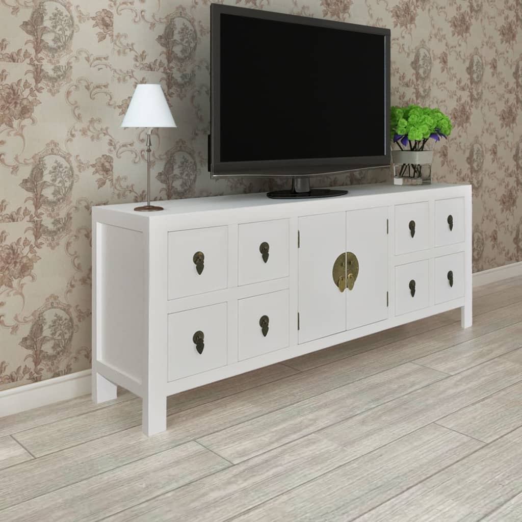 Credenza in Legno Stile Asiatico con 8 Cassetti e 2 Ante