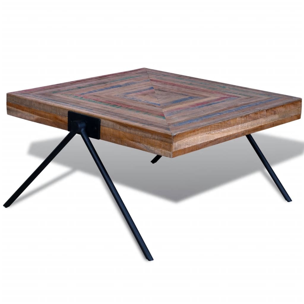 Tavolino da Salotto con Gambe a V in Legno di Recupero di Teak