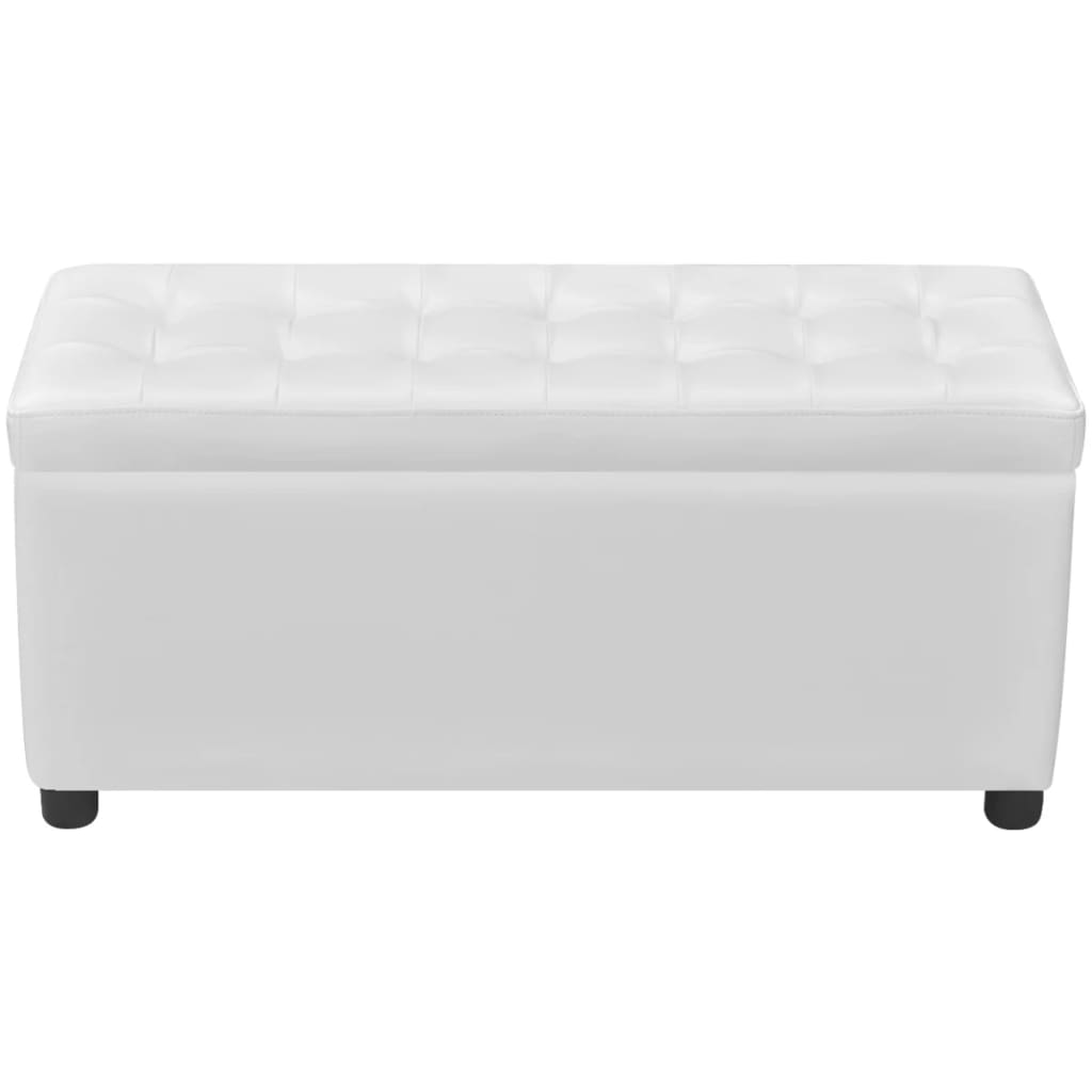 Sgabello con Contenitore in Pelle Artificiale Bianco