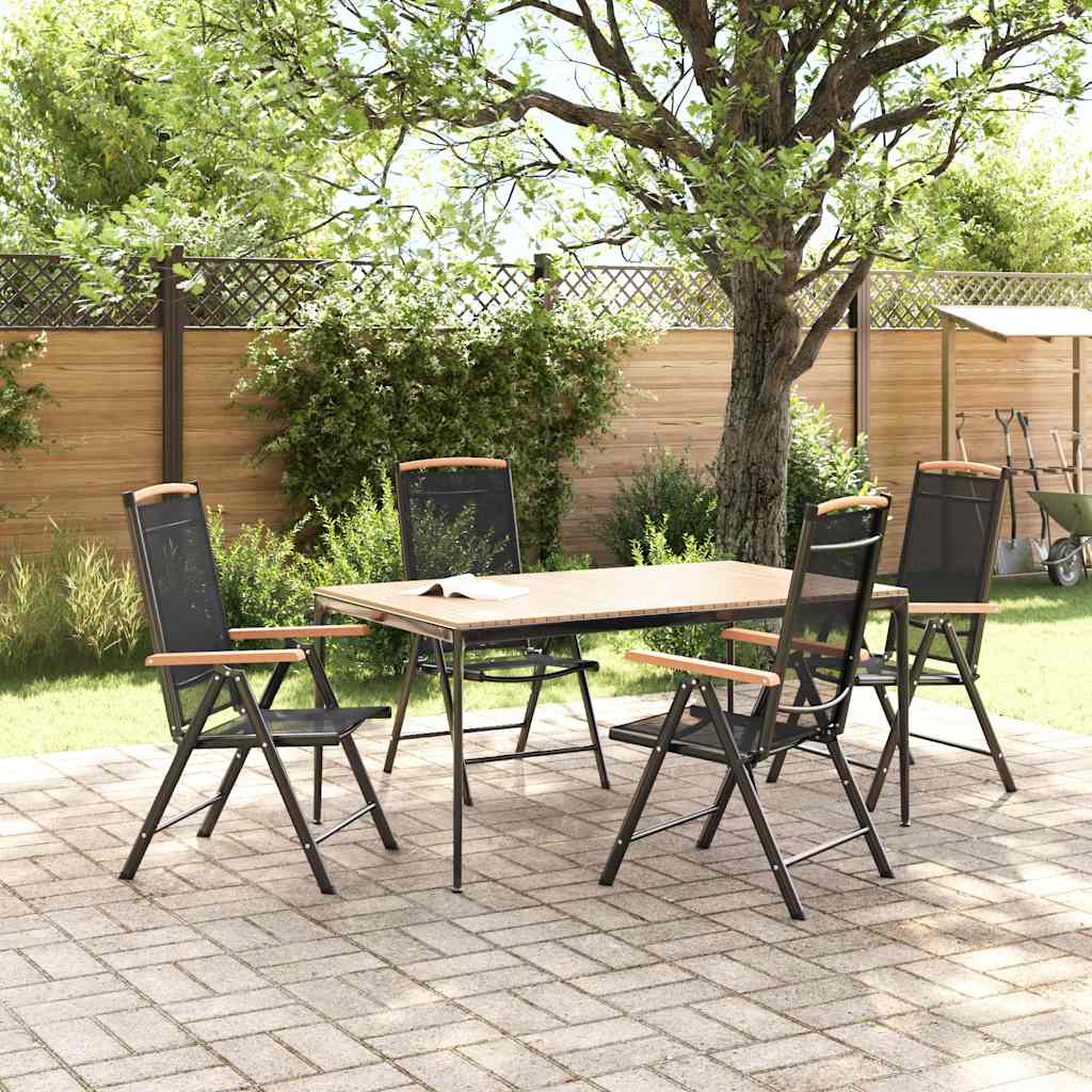 Sedie da Giardino Pieghevoli 4 pz in Alluminio e Textilene Nere