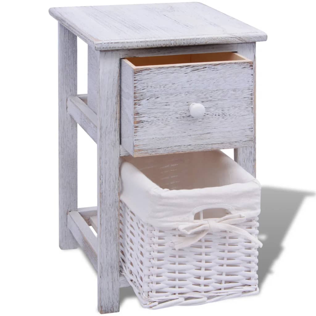 Comodino da Notte Set 2 pz in Legno Bianco