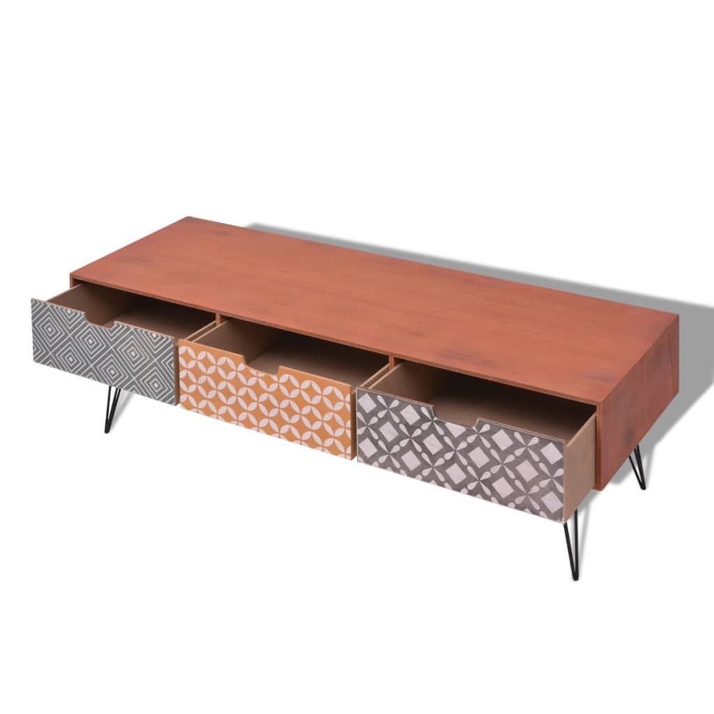 Mobile Porta TV con 3 Cassetti 120x40x36 cm Marrone