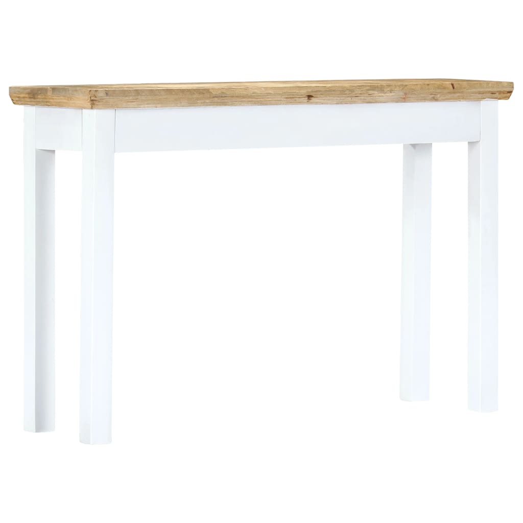 Tavolo Consolle Bianco e Marrone 110x35x75 cm Massello di Mango