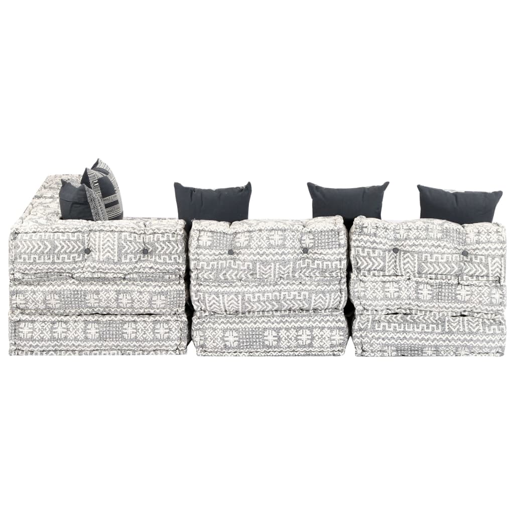Pouf Modulare a 4 Posti Grigio Chiaro in Tessuto