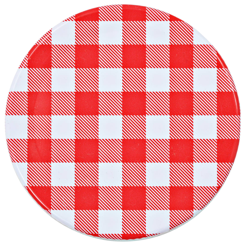 Vasi Marmellata in Vetro Coperchio Bianco e Rosso 96 pz 110 ml