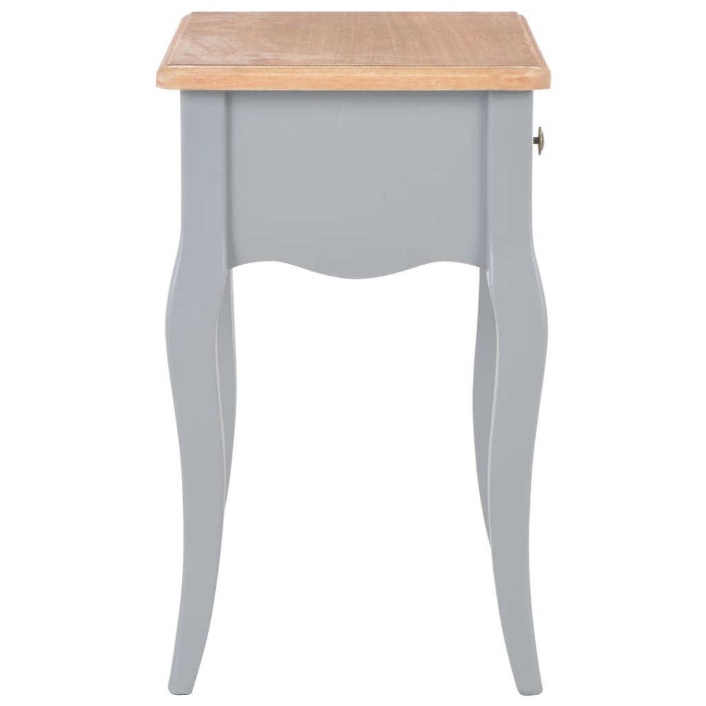Comodino Grigio e Marrone 40x30x50 cm in Legno Massello di Pino
