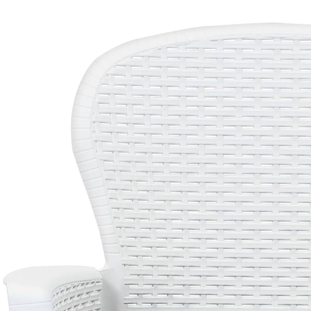 Set Pranzo da Giardino 9 pz in Plastica Stile Rattan Bianco