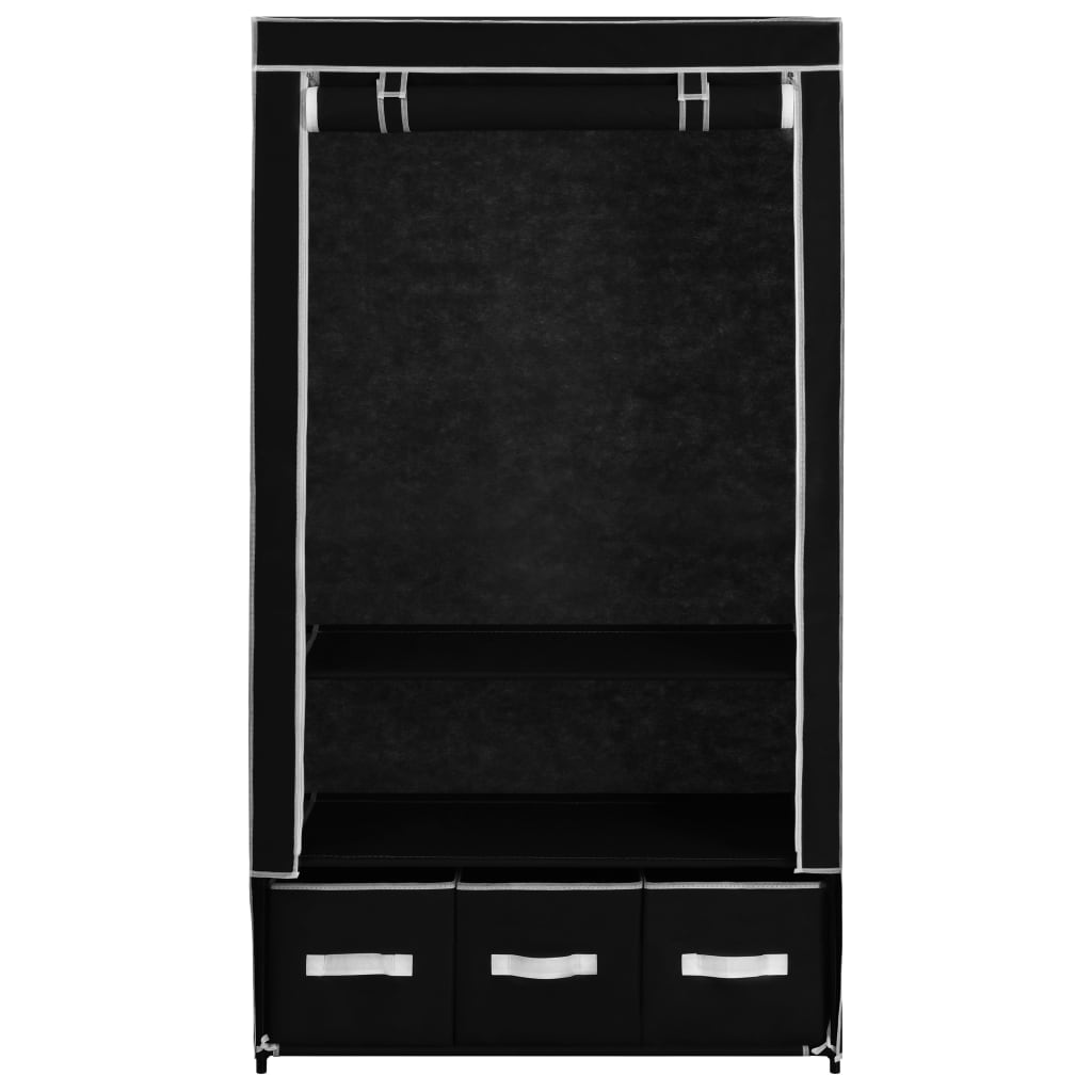 Armadio Nero 87x49x159 cm in Tessuto