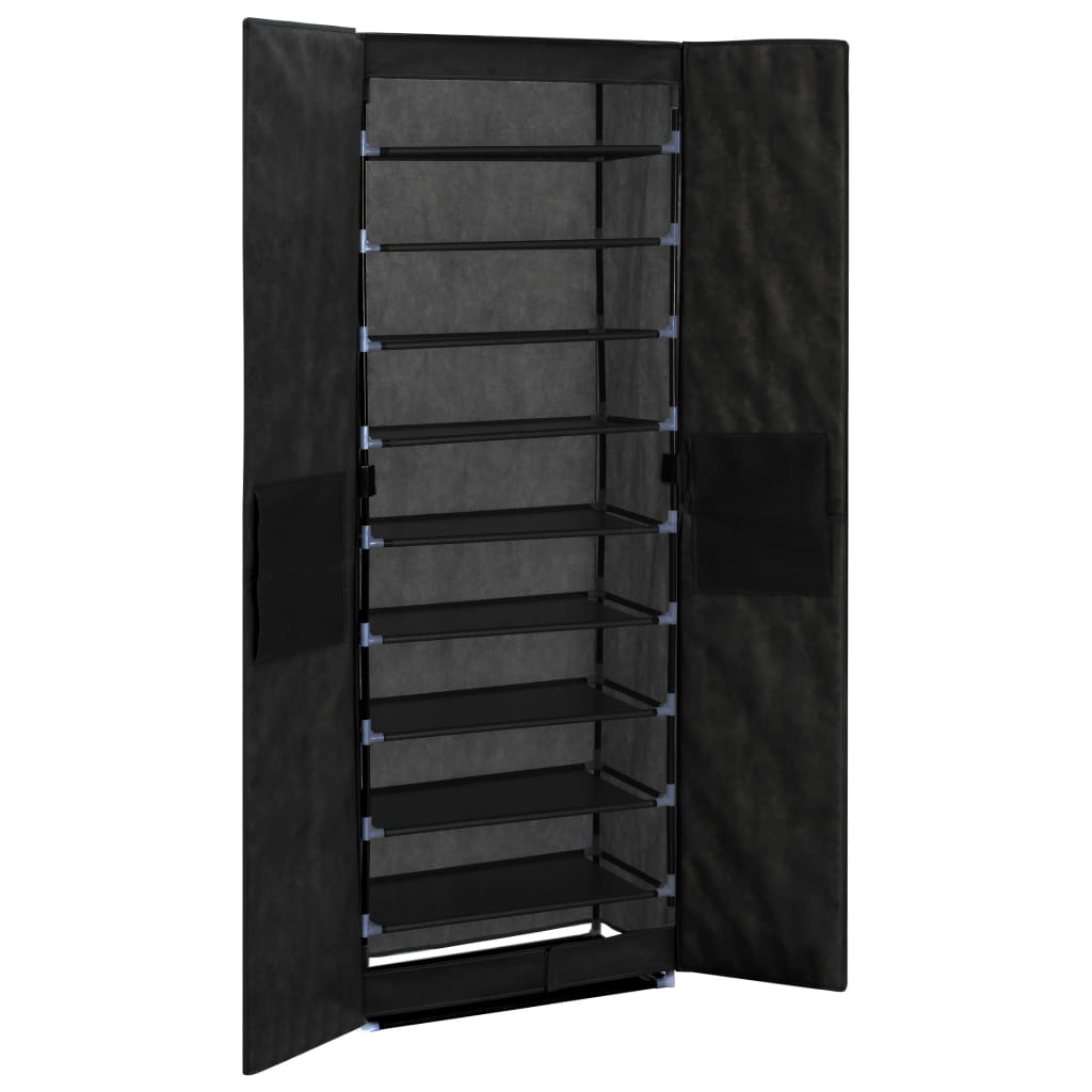Scarpiera Nera 60x30x166 cm in Tessuto