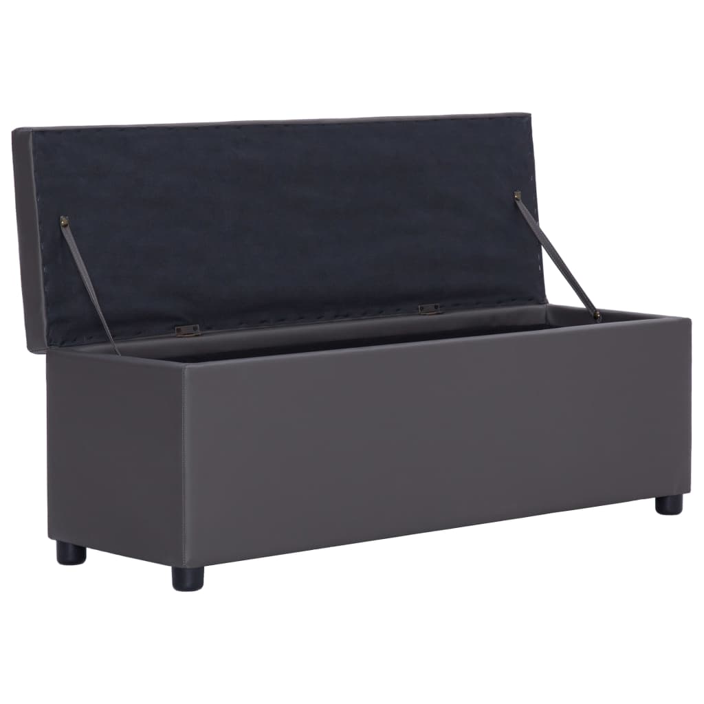 Panca con Vano Portaoggetti 116 cm Grigia in Similpelle