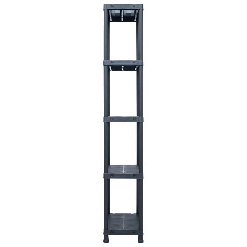 Scaffali 5 pz Nero 125 kg 60x30x180 cm in Plastica