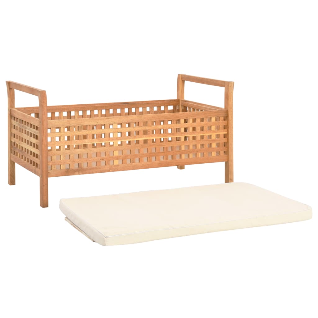 Cassapanca 93x49x49 cm in Legno Massello di Noce