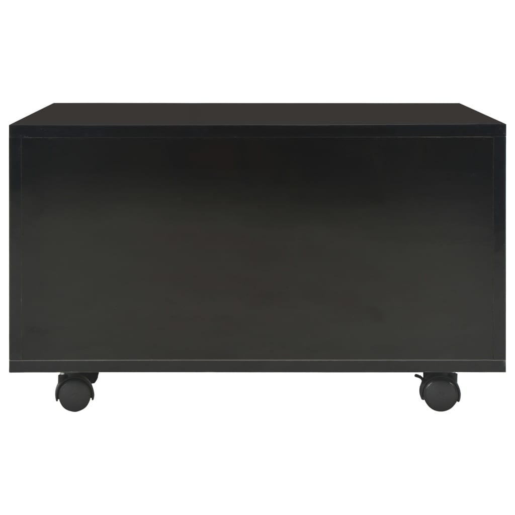 Tavolino da Salotto Nero Lucido 60x60x35 cm Legno Multistrato