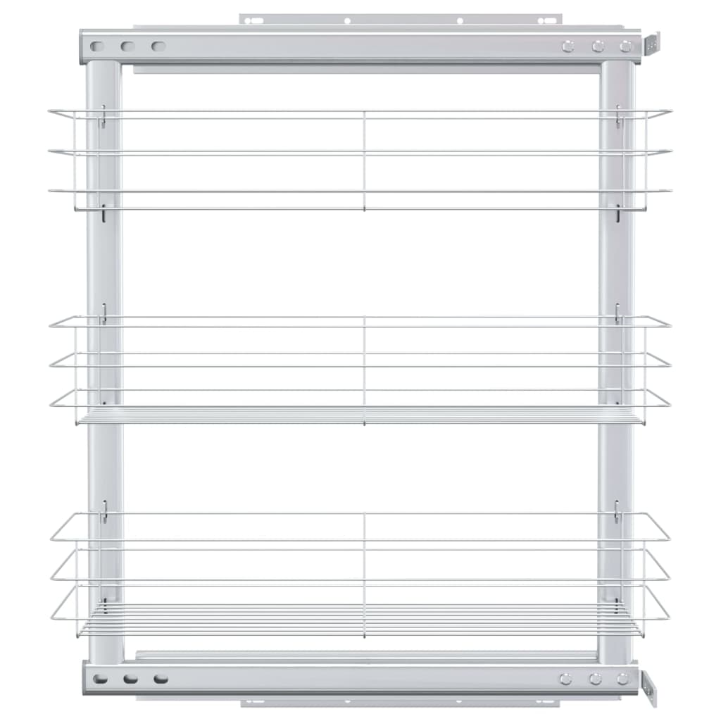 Cestino da Cucina in Rete a 3 Livelli Argento 47x25x56 cm