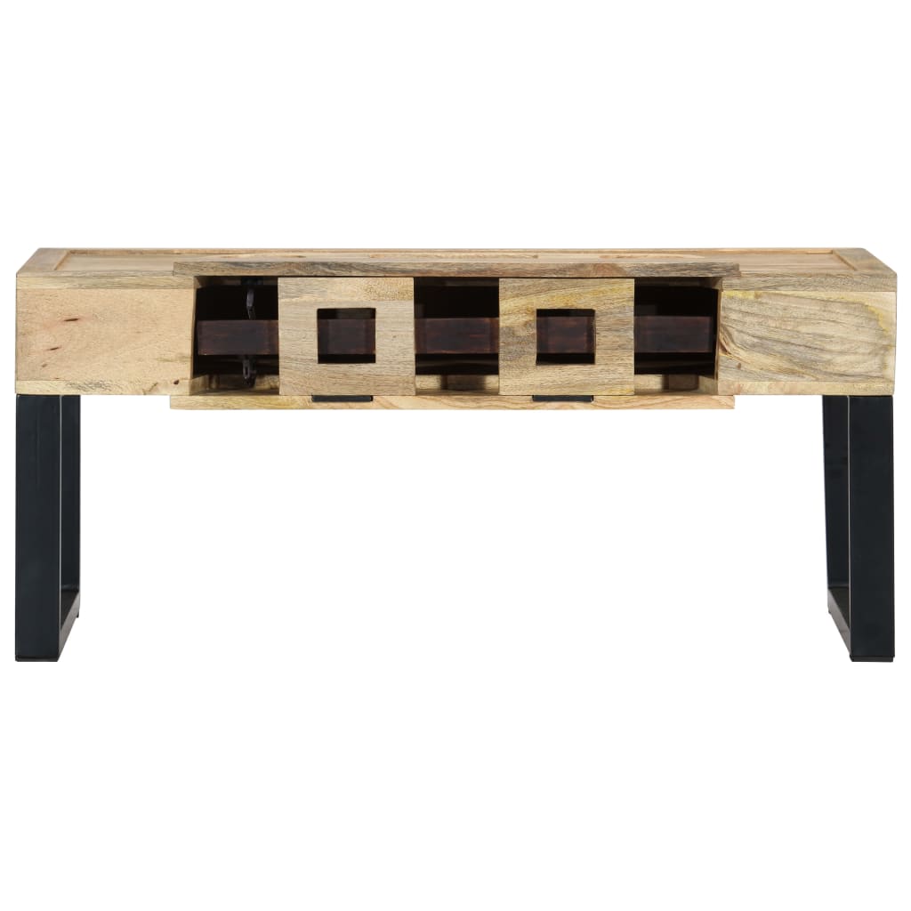 Tavolino Forma a Musicassetta 100x52x45cm Legno Massello Mango