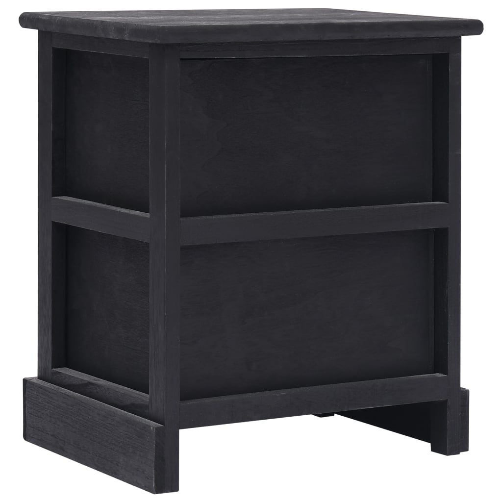 Comodino Nero 38x28x45 cm in Legno di Paulonia