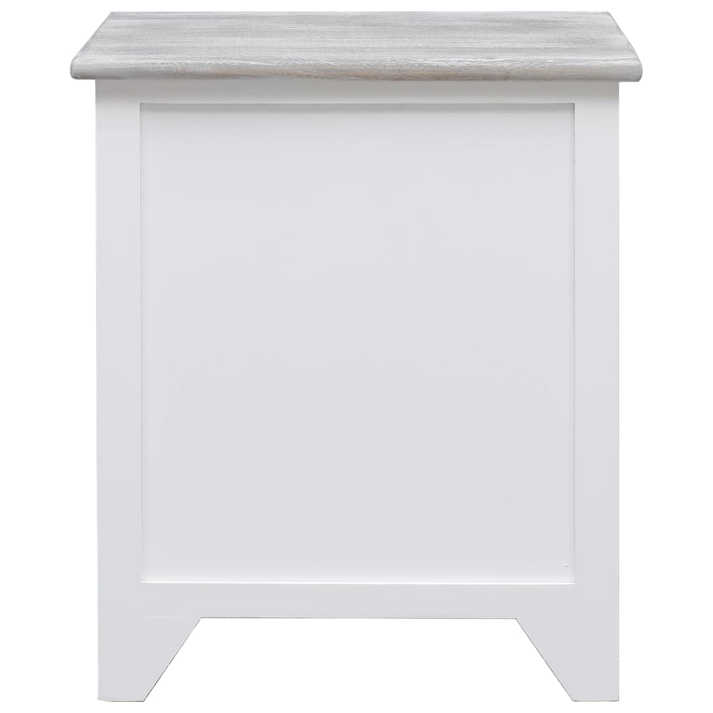 Comodino Bianco 38x28x45 cm in Legno di Paulownia