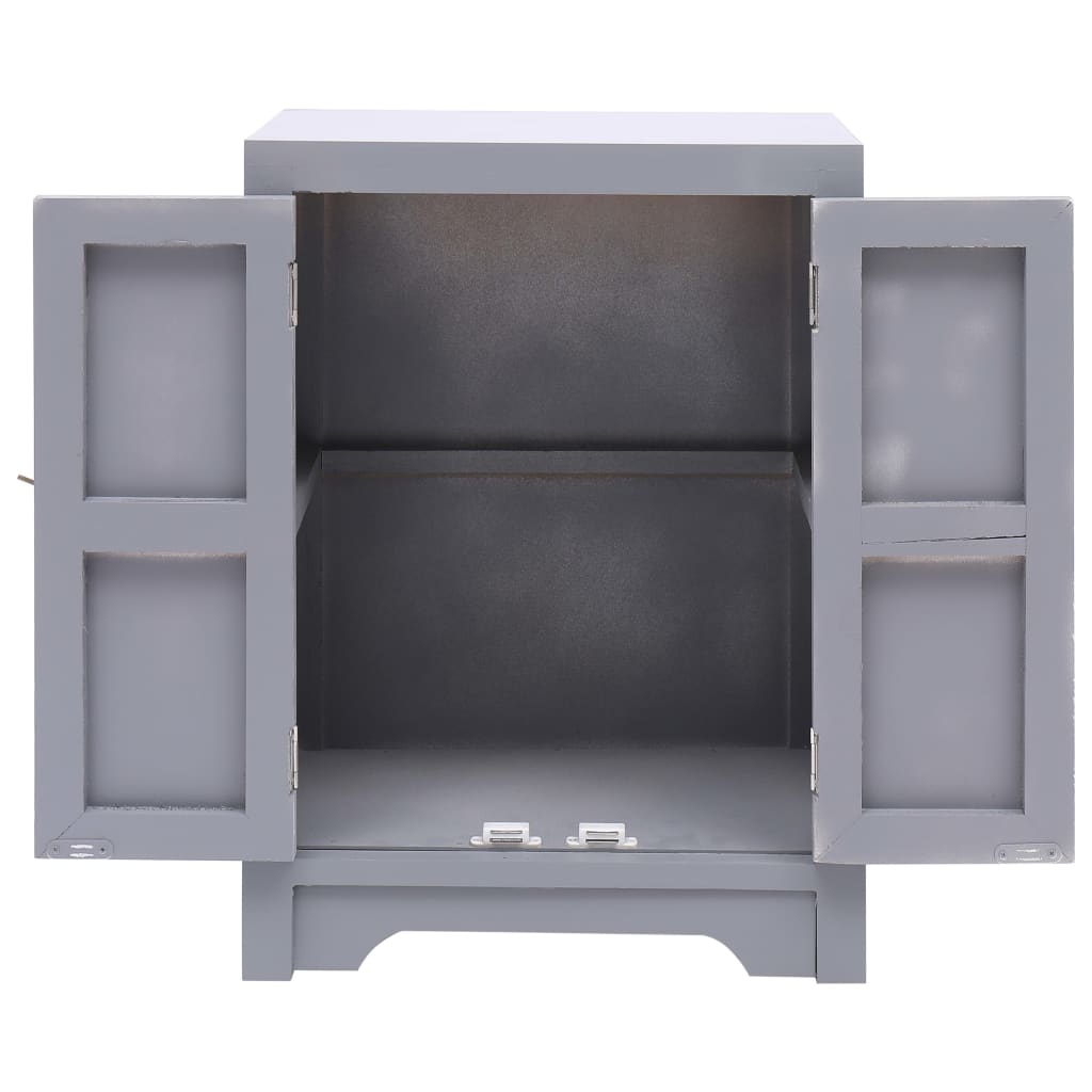Comodino Grigio 38x28x52 cm in Legno di Paulownia