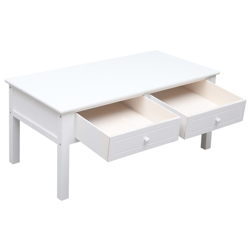 Tavolino da Salotto Bianco 100x50x45 cm in Legno