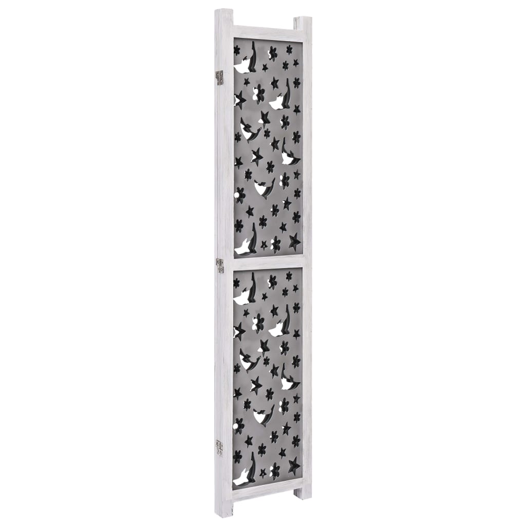 Divisorio a 3 Pannelli Grigio 105x165 cm in Legno Massello