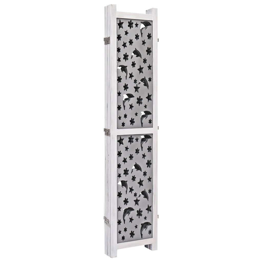 Divisorio a 5 Pannelli Grigio 175x165 cm in Legno Massello