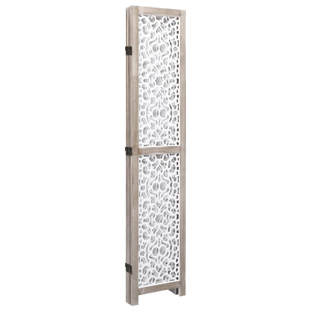 Divisorio a 4 Pannelli Bianco 140x165 cm in Legno Massello