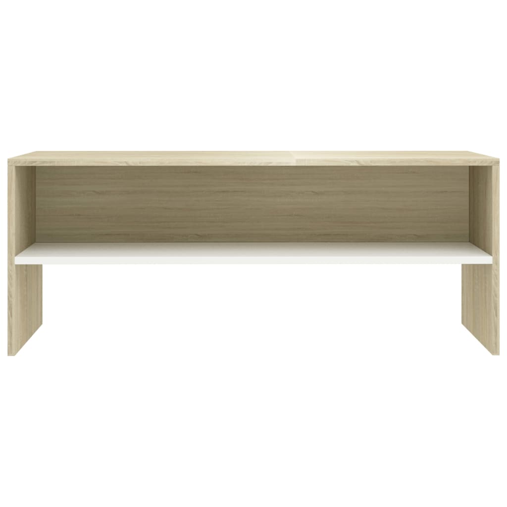 Mobile TV Bianco e Rovere Sonoma 100x40x40 cm Legno Multistrato