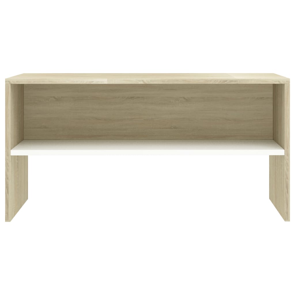 Mobile TV Bianco e Rovere Sonoma 80x40x40 cm Legno Multistrato