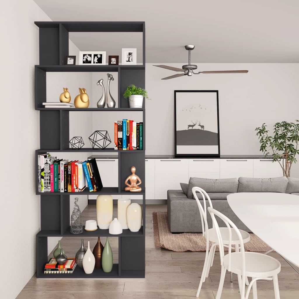 Libreria/Divisorio Grigio 80x24x192 cm in Legno Multistrato