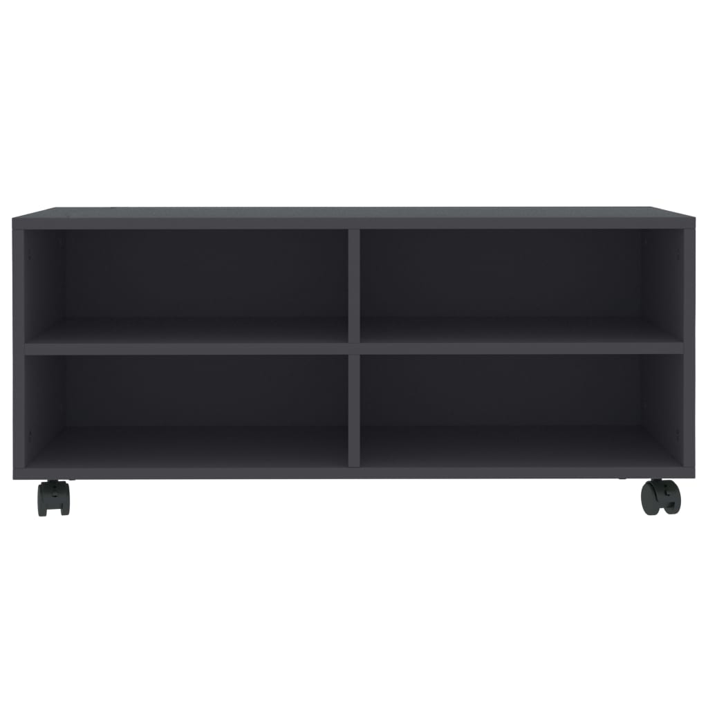 Mobile TV con Ruote Grigio 90x35x35 cm in Legno Multistrato