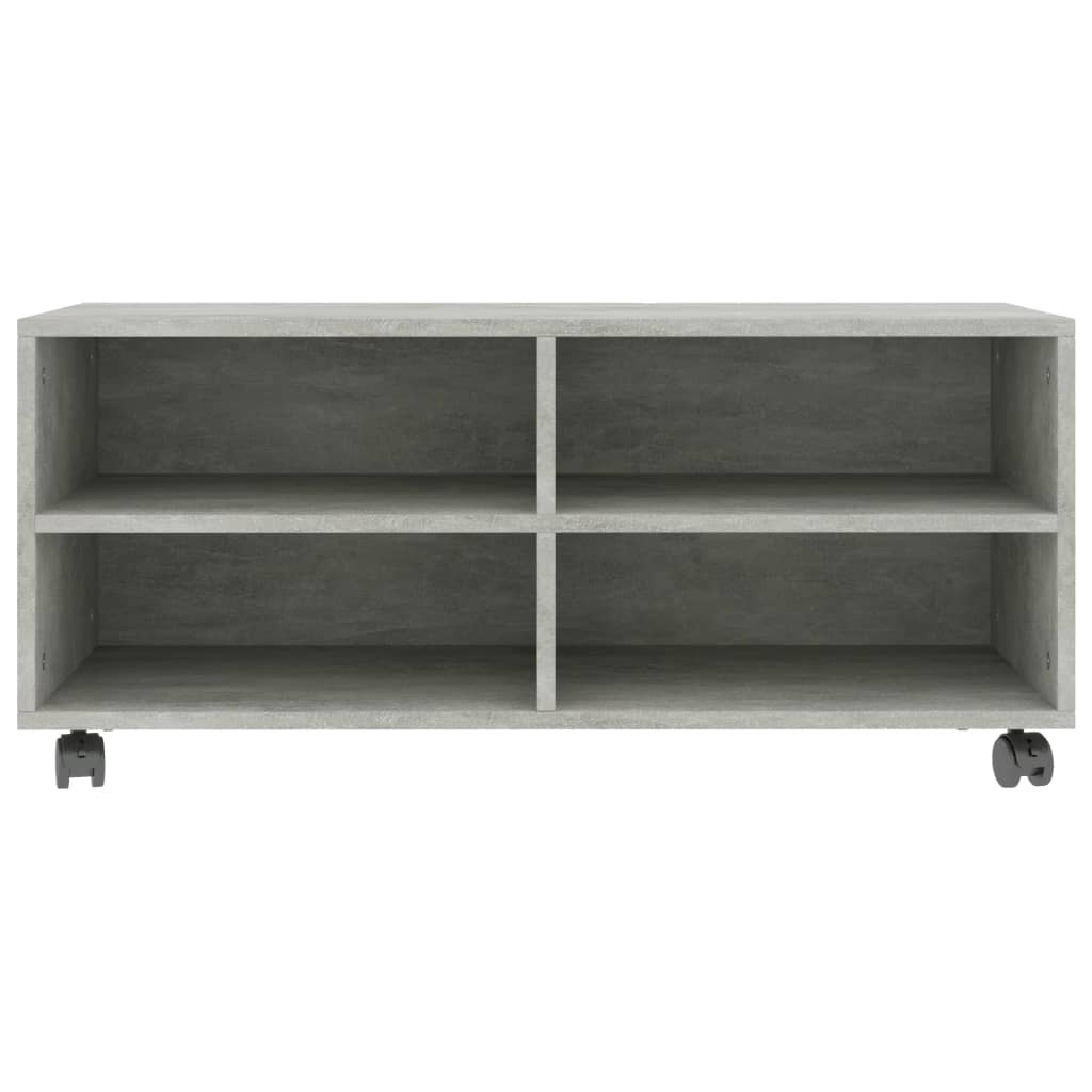 Mobile TV con Ruote Grigio Cemento 90x35x35 cm in Multistrato