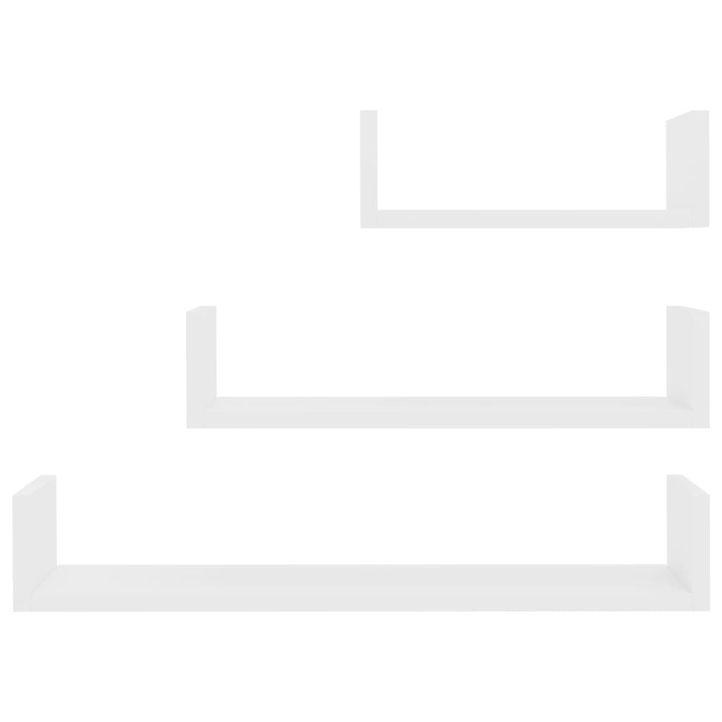 Mensole a Muro 3 pz Bianco in Legno Multistrato