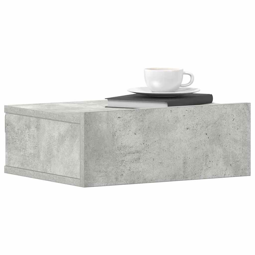 Comodino Pensile Grigio Cemento 40x30x15cm in Legno Multistrato