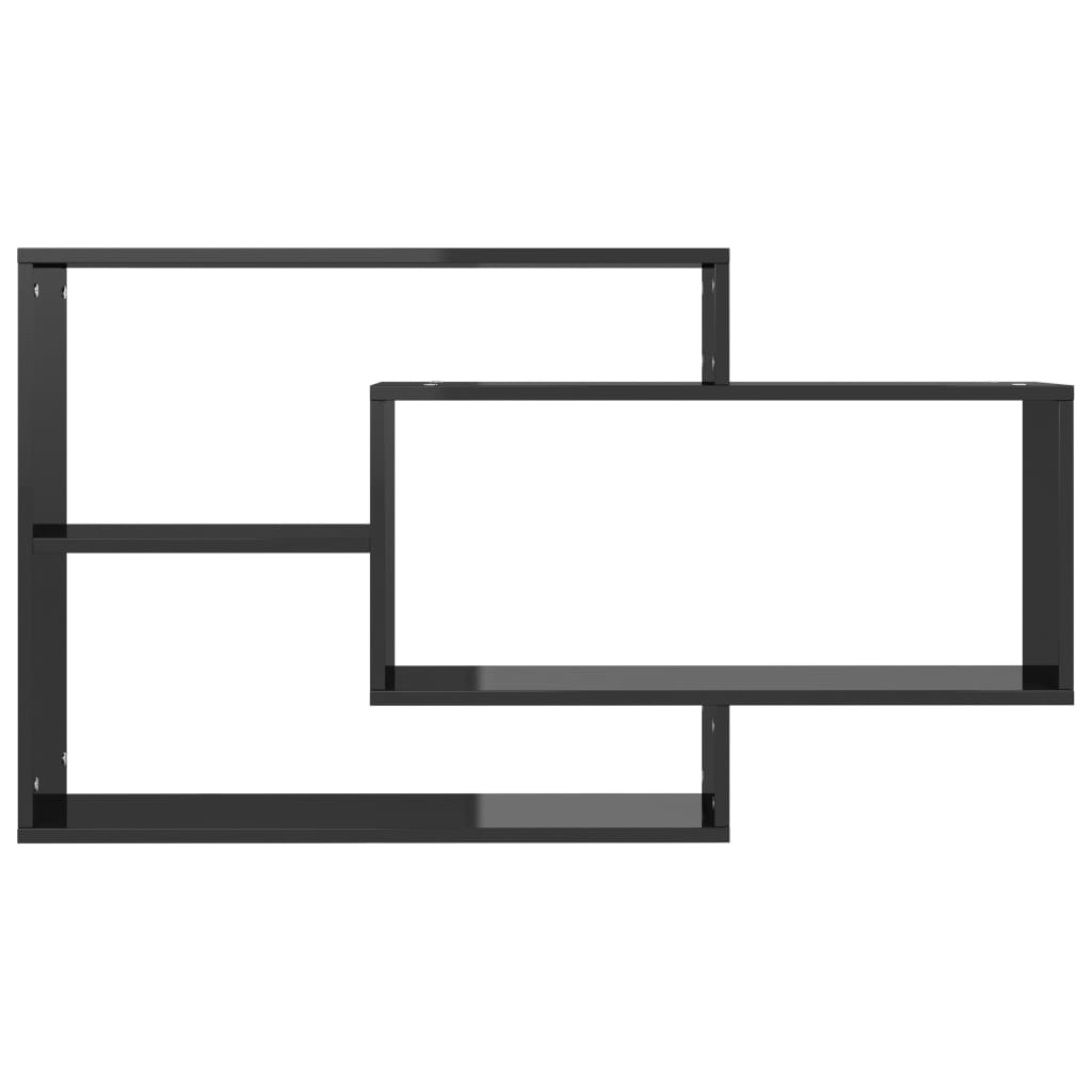 Mensole a Muro Nero Lucido 104x20x58,5cm in Legno Multistrato