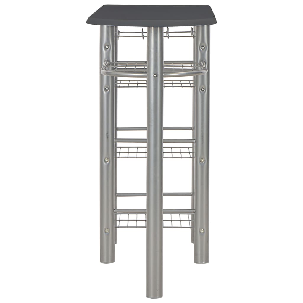 Set da Bar 3 pz con Mensole in Legno e Acciaio Nero