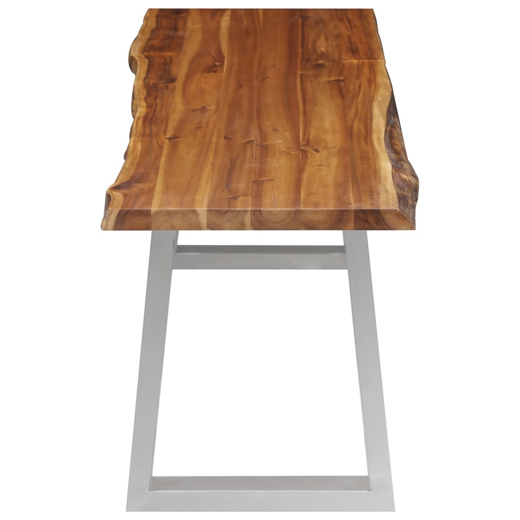 Panca 160 cm in Legno Massello d'Acacia e Acciaio Inox
