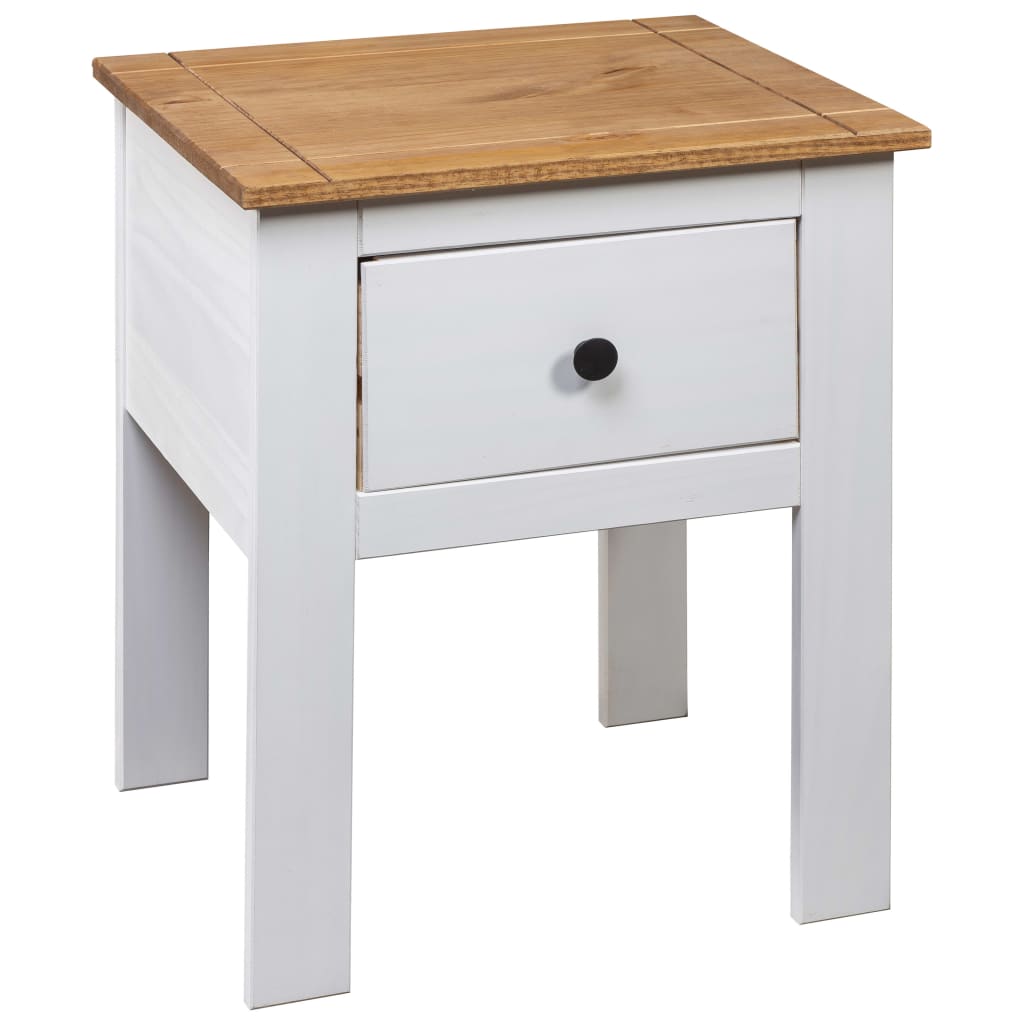 Comodino Bianco 46x40x57 cm in Legno di Pino Panama Range