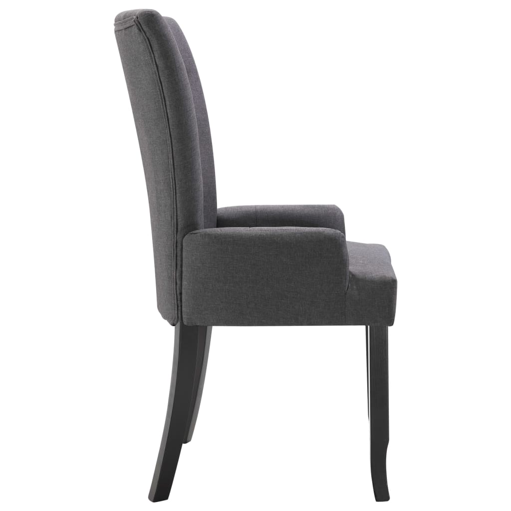 Sedie da Pranzo con Braccioli 6 pz Grigio Scuro in Tessuto