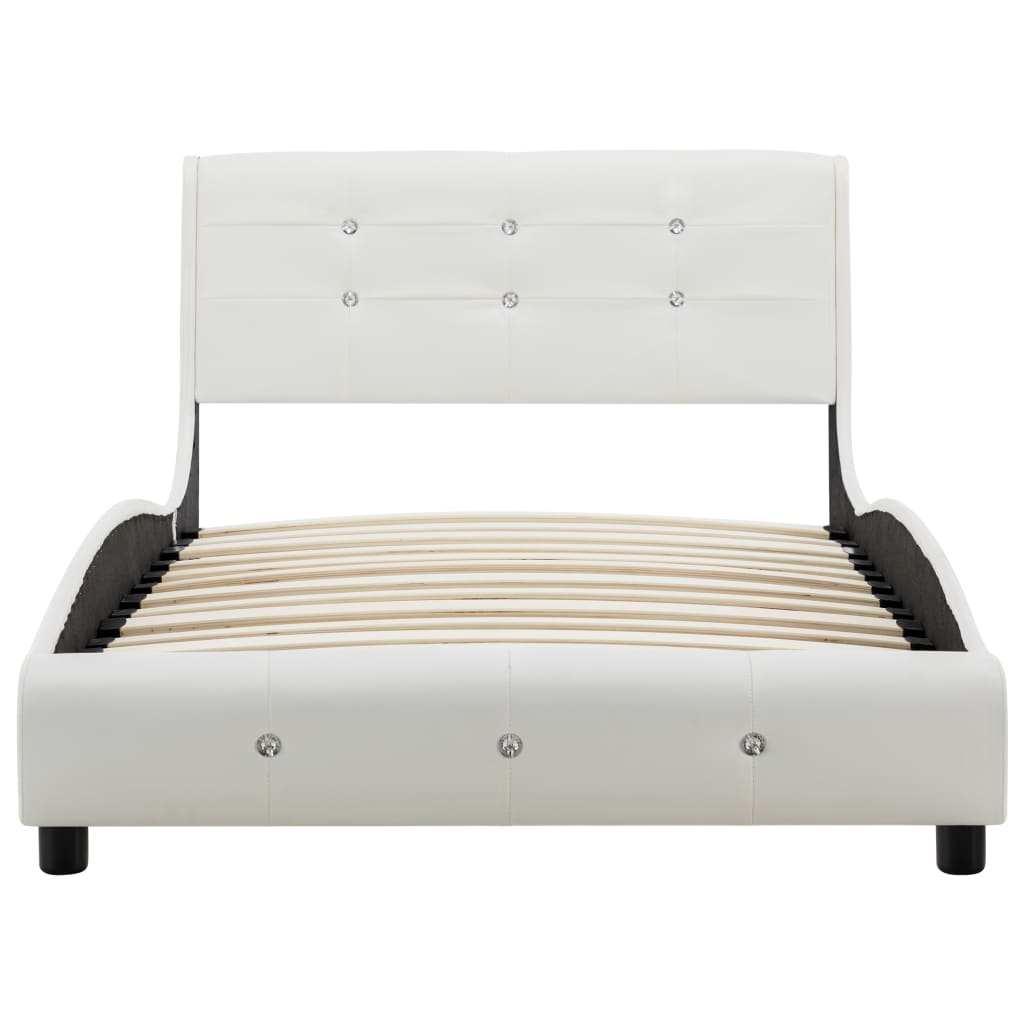 Letto con Materasso Memory Foam Bianco in Similpelle 90x200 cm