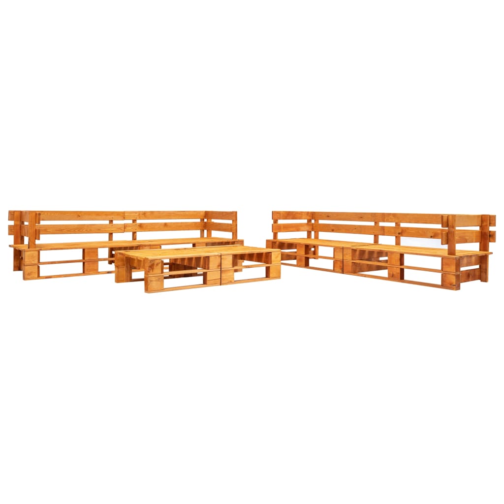Set Divani da Giardino su Pallet 6 pz Marrone ambra in Legno
