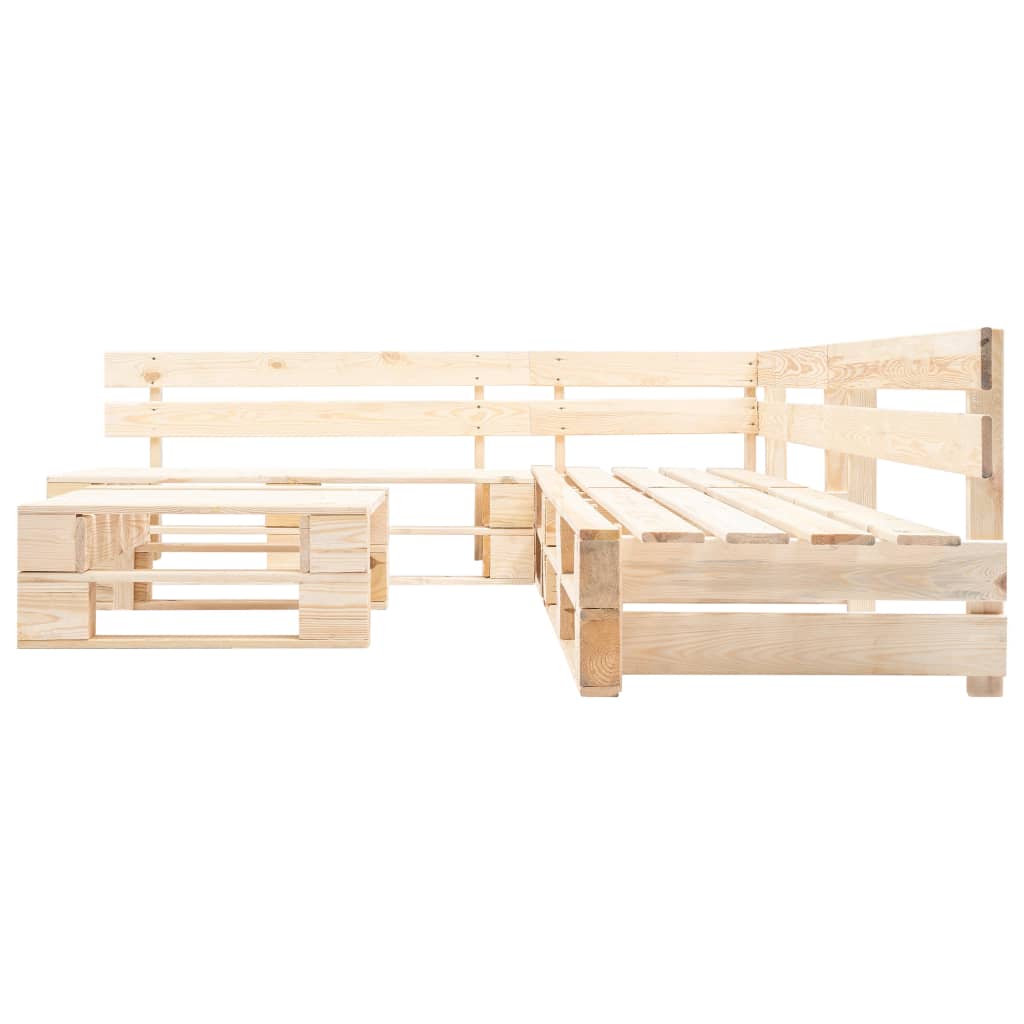 Set Divani da Giardino Pallet 4 pz con Cuscini Grigi in Legno