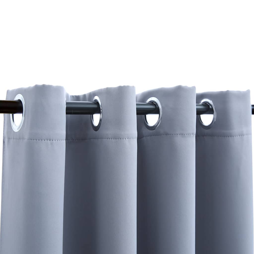 Tenda Oscurante con Anelli in Metallo Grigia 290x245 cm