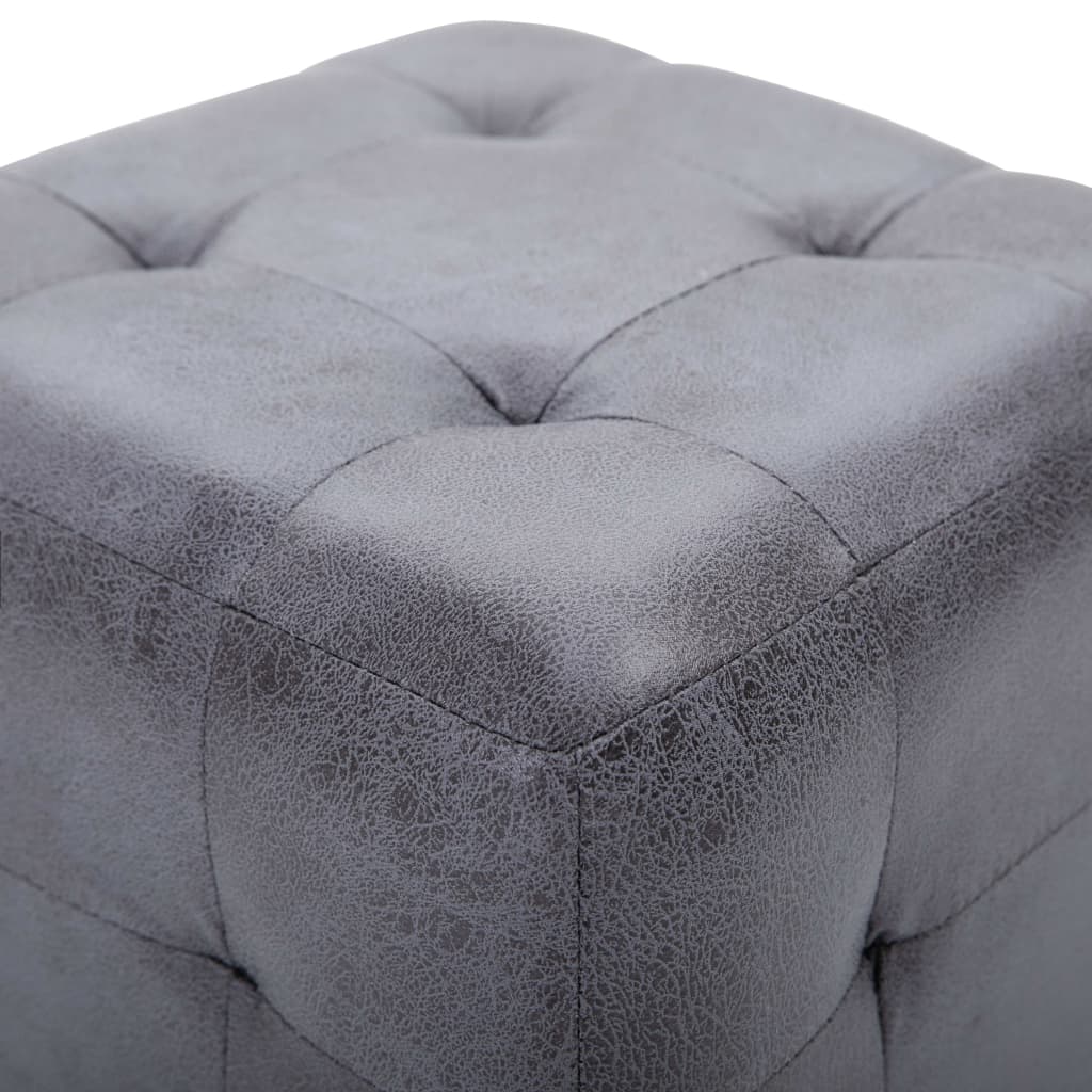 Pouf 2 pz Grigio 30x30x30 cm in Similpelle Scamosciata