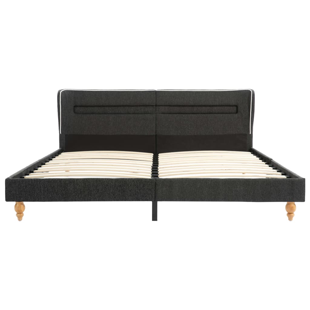 Letto con LED e Materasso Tela Ruvida Grigio Scuro 180x200cm