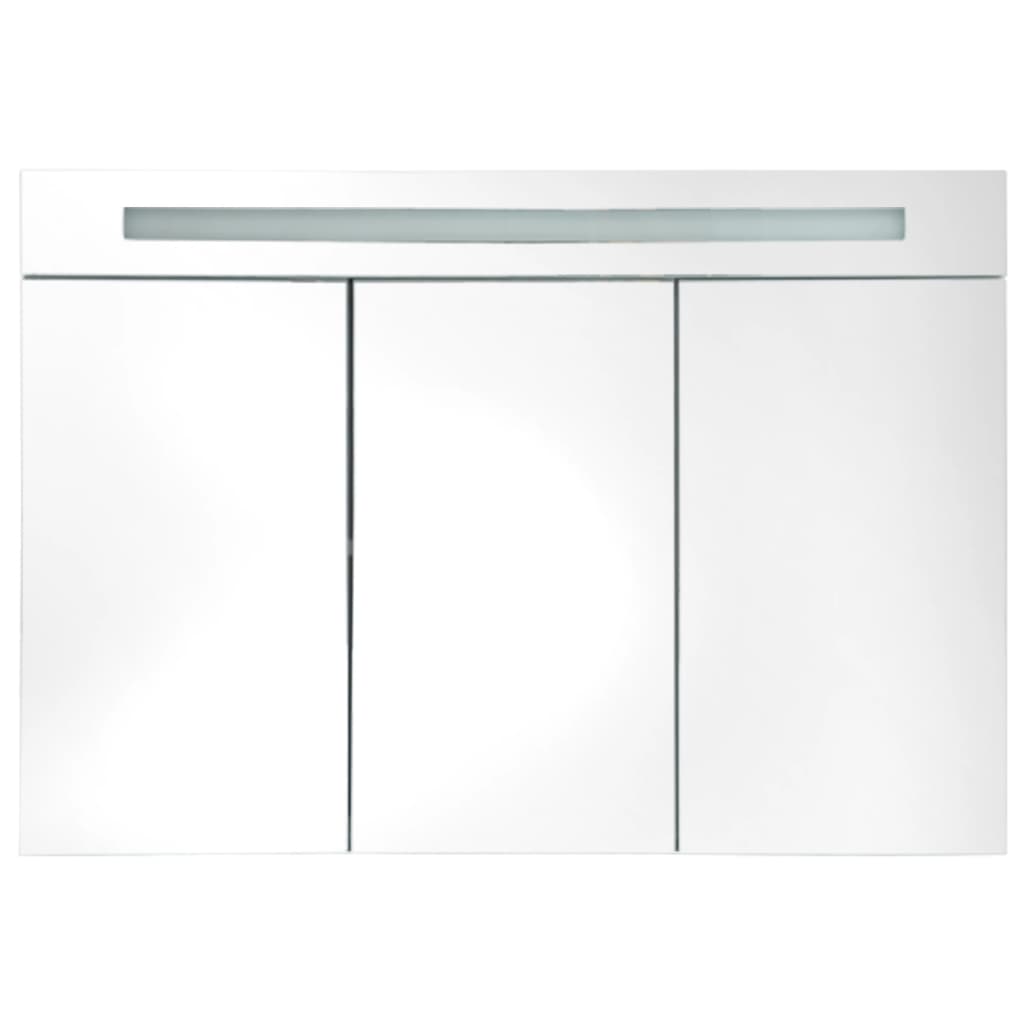 Armadietto Bagno con Specchio e LED 88x13x62 cm