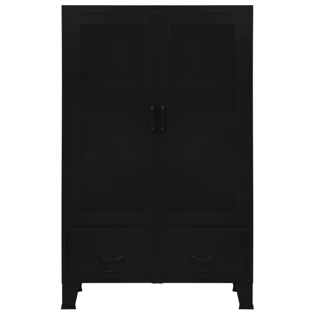 Armadio Ufficio Reticolato Industriale Nero 75x40x120cm Acciaio
